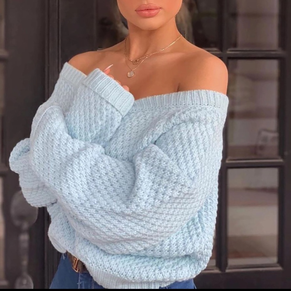BABY BLUE FASHION NOVA SWEATER